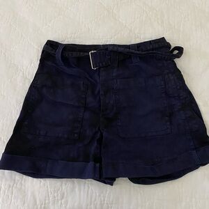Proenza Schouler Marbled Belted Shorts Navy Black